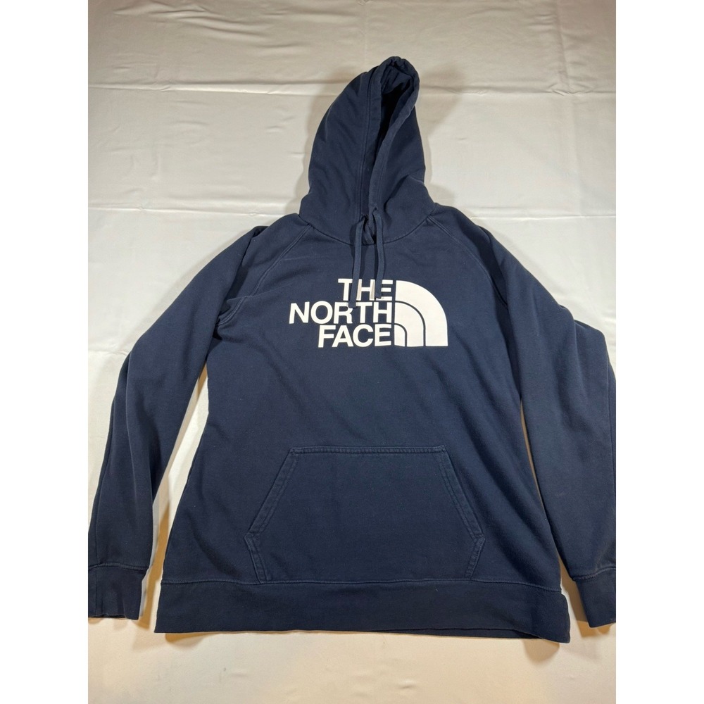 The North Face Women's Large L Blue Big Logo Pullover Hoodie Sweatshirt